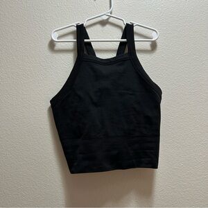 Aurora ribbed high neck v back tank